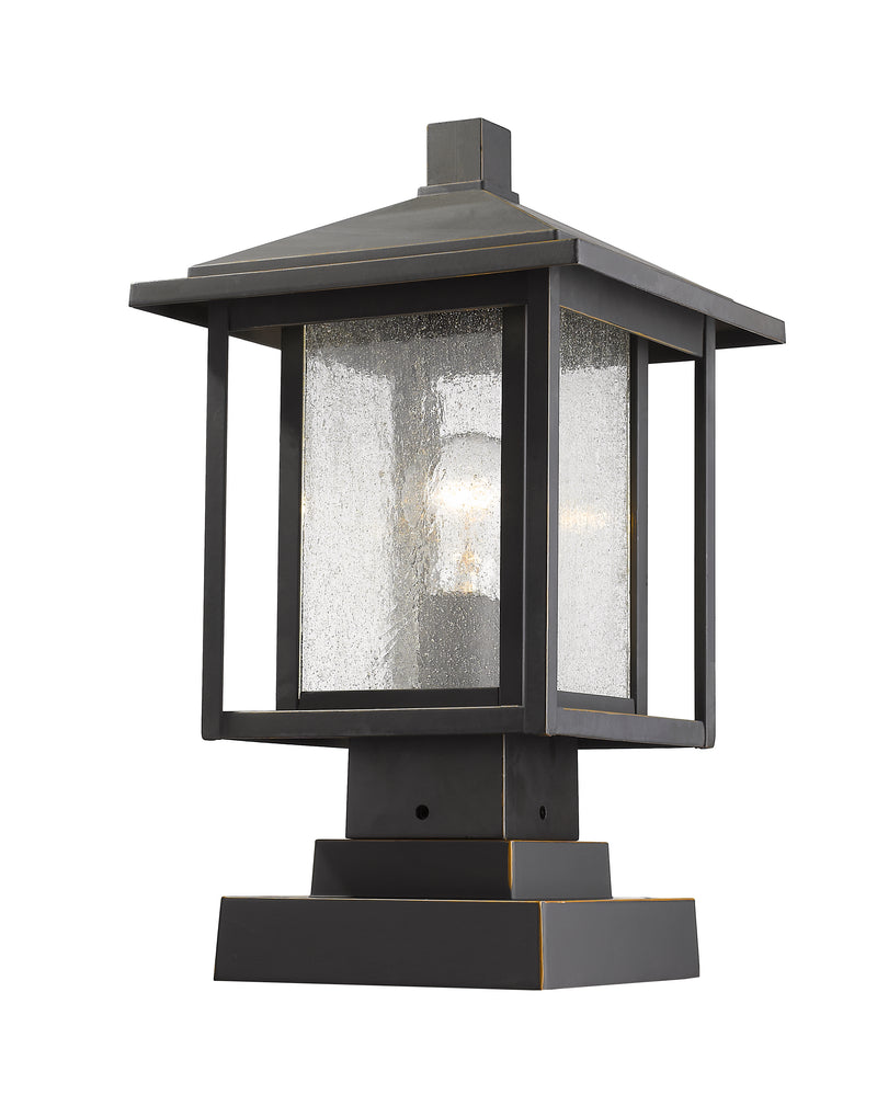 Aspen 1 Light 9" Outdoor Post Mount Fixture in Oil Rubbed Bronze, Square Pier Mount