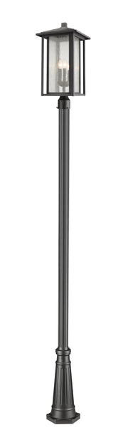 Aspen 3 Light 11" Outdoor Post Mount Fixture in Black, 96" Cast Post, 10" Base