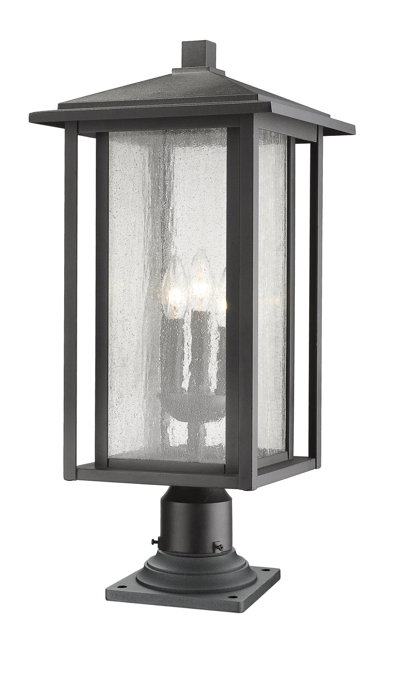 Aspen 3 Light 11" Outdoor Post Mount Fixture in Black, Pier Mount, 6" Base