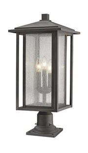 Aspen 3 Light 11" Outdoor Post Mount Fixture in Oil Rubbed Bronze, Pier Mount, 6" Base