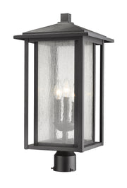 Aspen 3 Light 11" Outdoor Post Mount Fixture in Black, Post Top Only, Round Fitter
