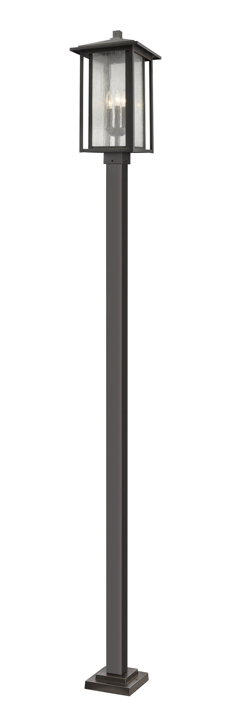 Aspen 3 Light 11" Outdoor Post Mount Fixture in Oil Rubbed Bronze, 96" Square Post