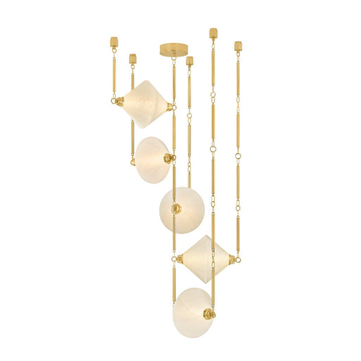 Solara 5-Light Pendant in Vintage Polished Brass