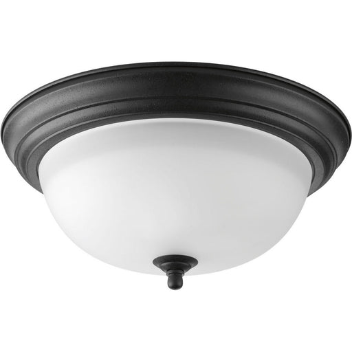 Dome Glass - Alabaster Two Light Flush Mount in Forged Black