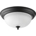 Dome Glass - Alabaster Two Light Flush Mount in Forged Black