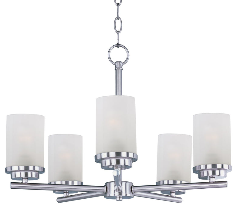 Corona Five Light Chandelier in Satin Nickel