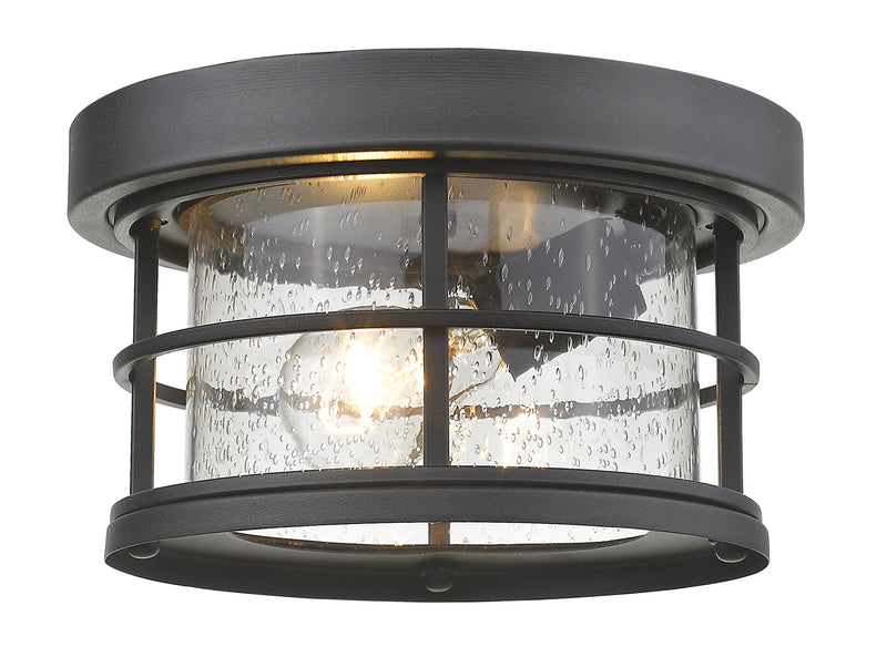 Exterior Additions 1 Light 10" Outdoor Flush Mount, Clear Seedy Shade in Black