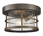 Exterior Additions 1 Light 10" Outdoor Flush Mount, Clear Seedy Shade in Oil Rubbed Bronze