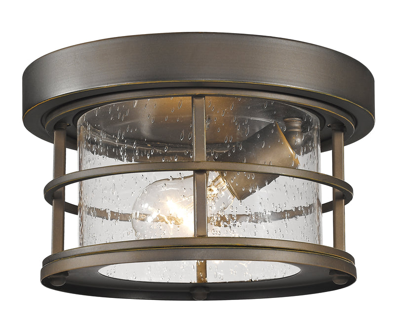 Exterior Additions 1 Light 10" Outdoor Flush Mount, Clear Seedy Shade in Oil Rubbed Bronze