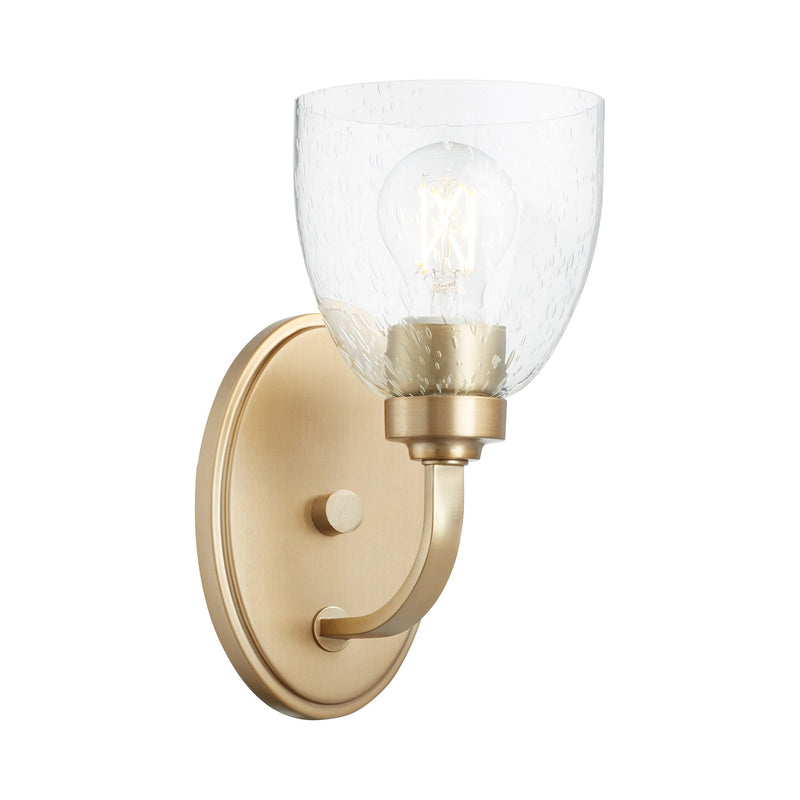 Reyes 1 Light Clear Seeded Wall Sconce in Aged Brass