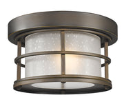 Exterior Additions 1 Light 10" Outdoor Flush Mount, White Seedy Shade in Oil Rubbed Bronze