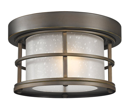 Exterior Additions 1 Light 10" Outdoor Flush Mount, White Seedy Shade in Oil Rubbed Bronze