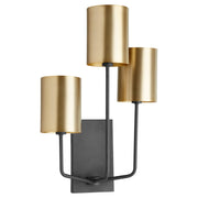 Harmony 3 Light Wall Sconce in Textured Black / Aged Brass
