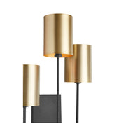 Harmony 3 Light Wall Sconce in Textured Black / Aged Brass