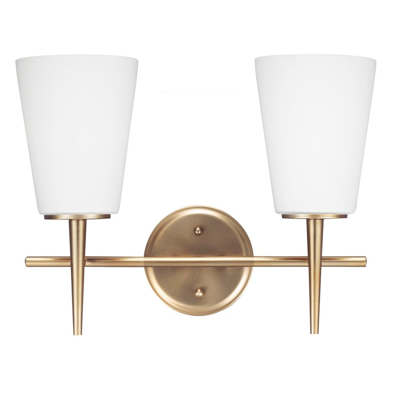 Driscoll 2-Light Bath Vanity Light in Satin Brass