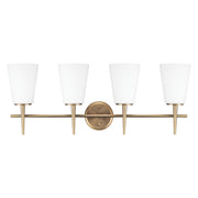 Driscoll Four Light Wall / Bath in Satin Brass