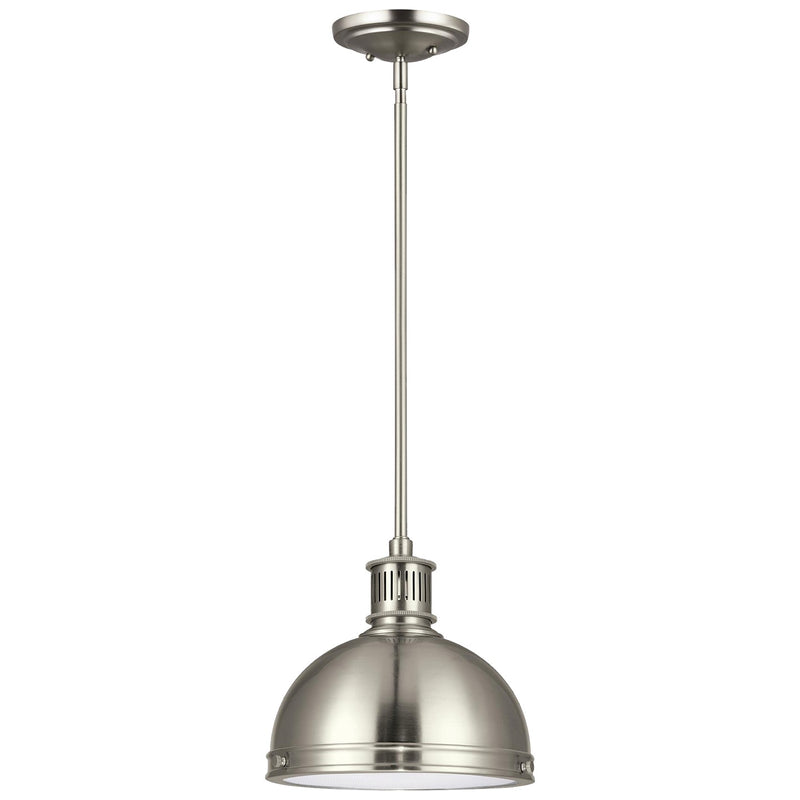 Pratt Street Metal One Light Pendant in Brushed Nickel
