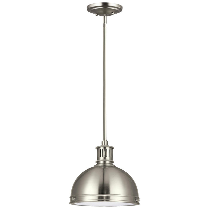 Pratt Street Metal One Light Pendant in Brushed Nickel