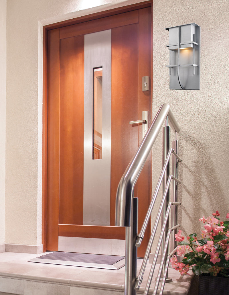 Stillwater 1 Light 7.88" Outdoor Wall Light in Silver in a room setting