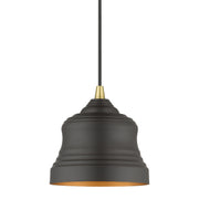 Endicott Mini Bell Pendant in Bronze with Antique Brass Finish Accents