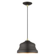Endicott Bell Pendant in Bronze with Antique Brass Finish Accents