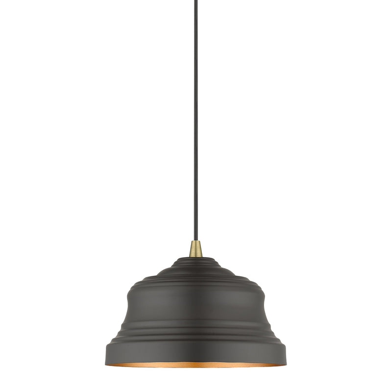 Endicott Bell Pendant in Bronze with Antique Brass Finish Accents