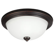 Geary Satin Etched Glass Flush Mount in Bronze