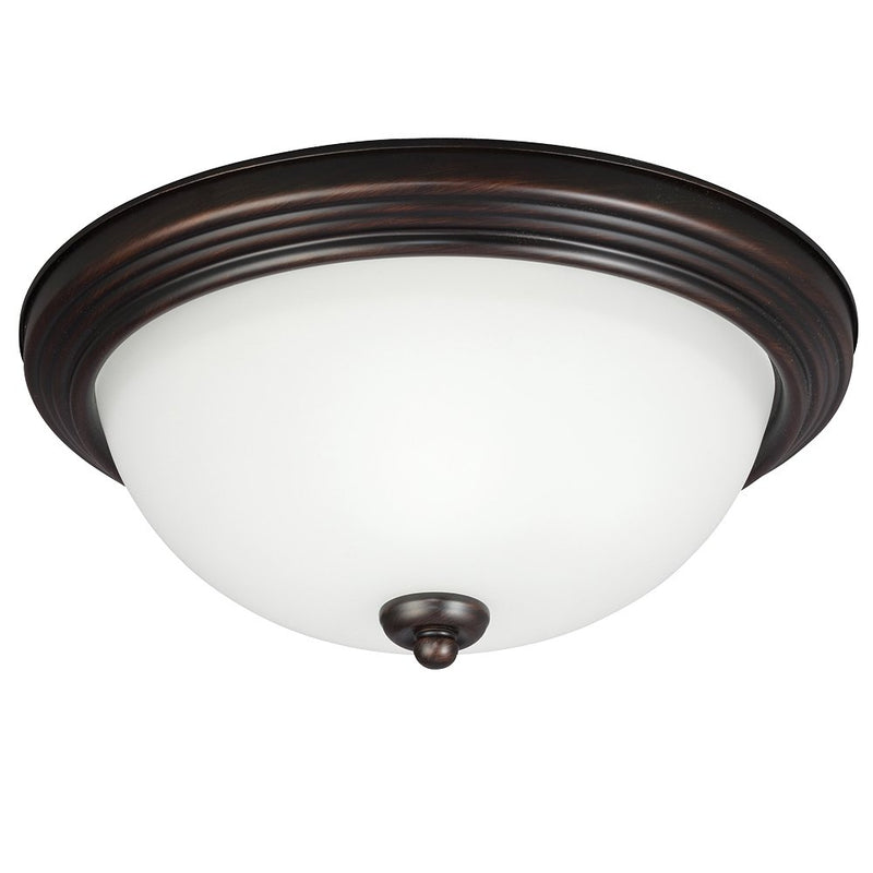 Geary Satin Etched Glass Flush Mount in Bronze