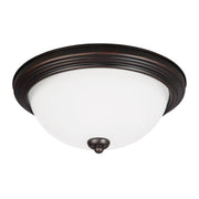 Geary 2-Light Satin Etched Glass Flush Mount in Bronze