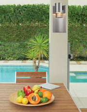 Amador 1 Light 7" Outdoor Wall Light in Silver in a room setting