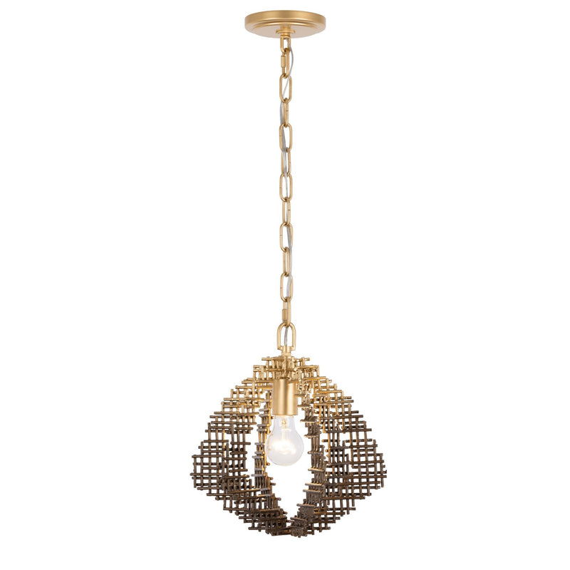 Construct 12" Pendant in Dark Bronze / French Gold