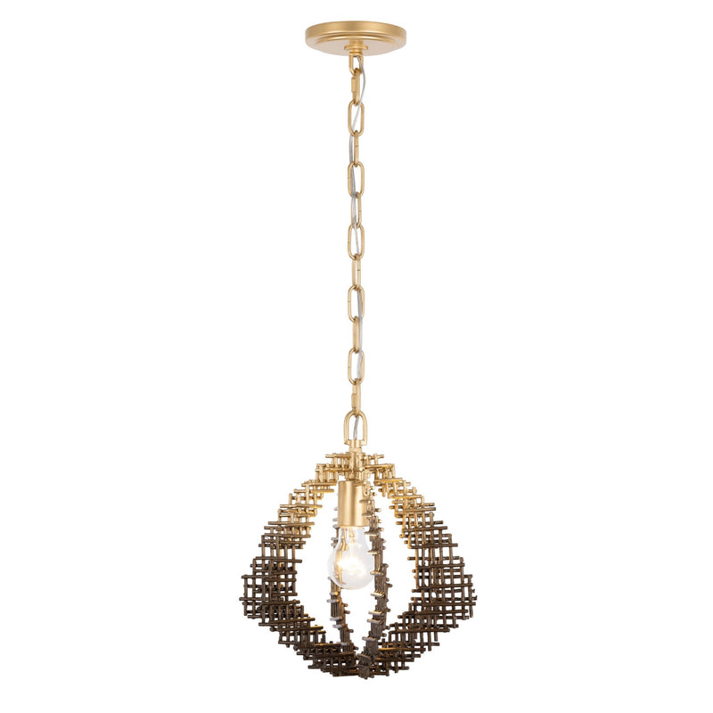 Construct 12" Pendant in Dark Bronze / French Gold