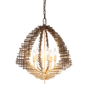 Construct 6-Light 23" Pendant in Dark Bronze / French Gold