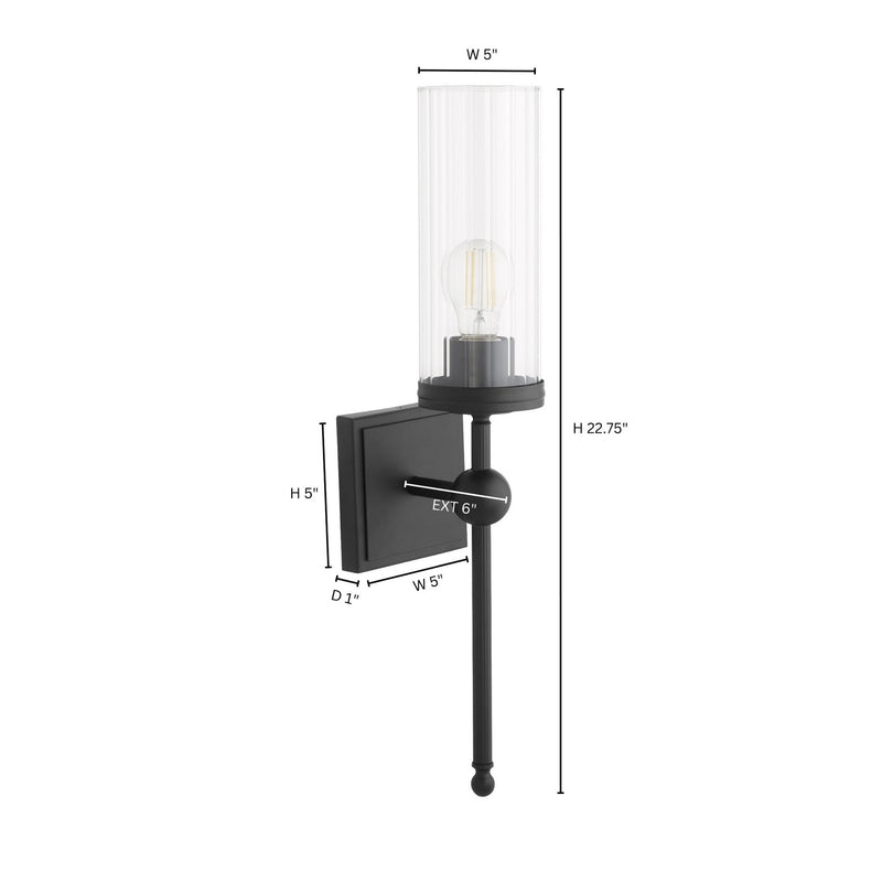 Lee Boulevard 1 Light Wall Sconce in Matte Black