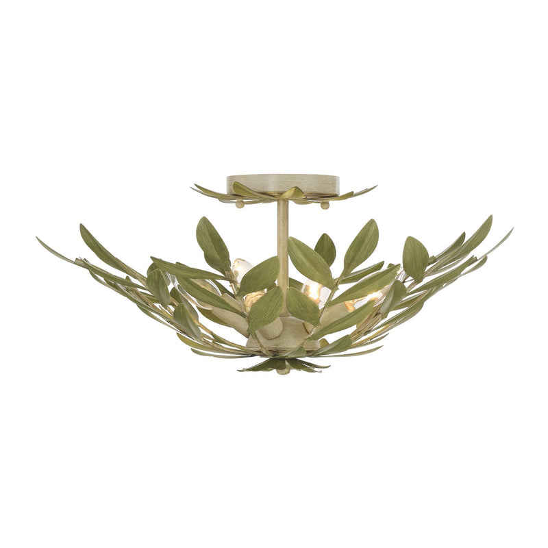 Broche 4 Light 20.75" Semi Flush Mount in Champagne Green Tea