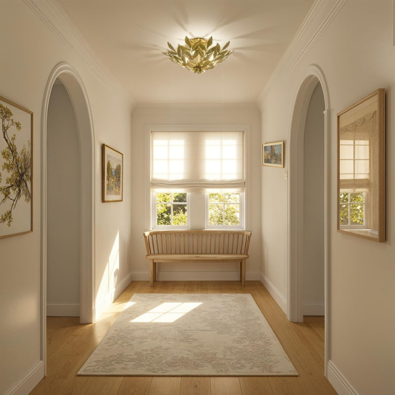 Broche 4 Light 20.75" Semi Flush Mount in Champagne Green Tea in a room setting