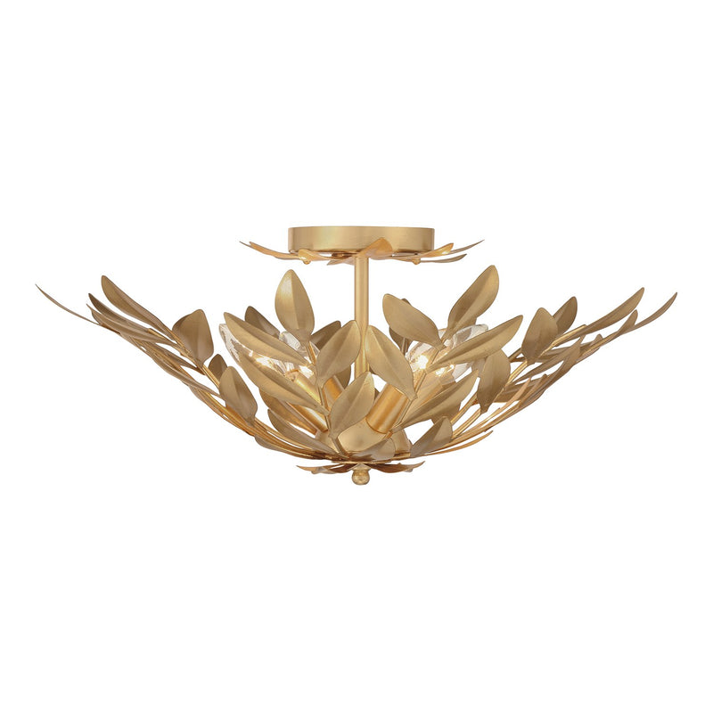 Broche 4 Light 20.75" Semi Flush Mount in Antique Gold