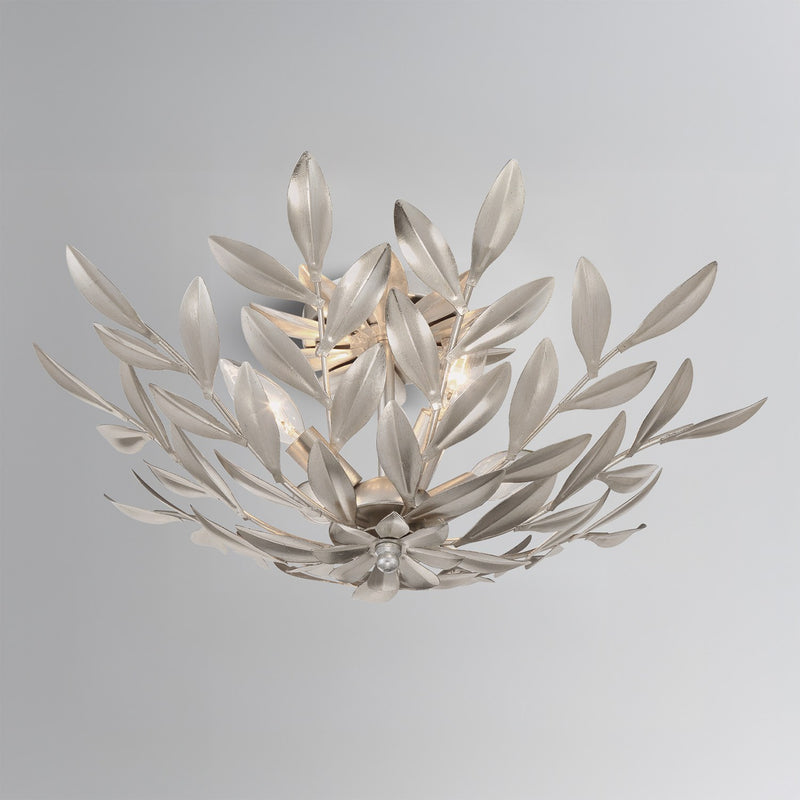 Broche 4 Light 20.75" Semi Flush Mount in Antique Silver in a room setting