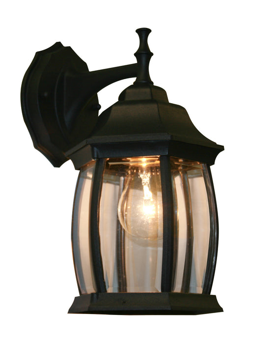 Waterdown 1 Light Outdoor Wall Light in Black with Clear Beveled Glass
