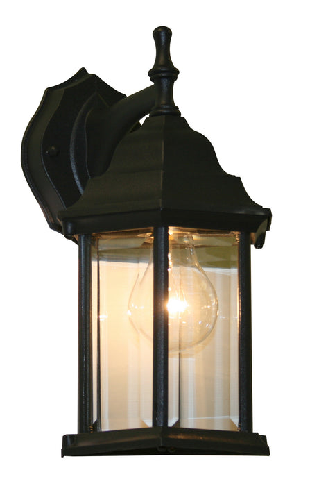 Waterdown 1 Light Outdoor Wall Light in Black with Clear Beveled Glass