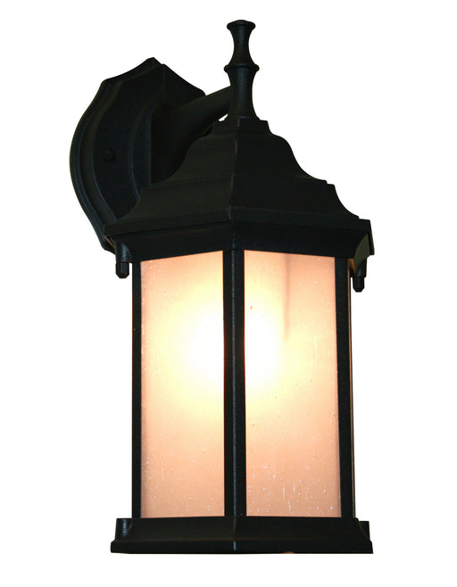 Waterdown 1 Light Outdoor Wall Light in Black with White Seedy Glass