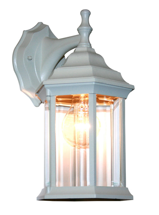 Waterdown 1 Light Outdoor Wall Light in Gloss White with Clear Beveled Glass