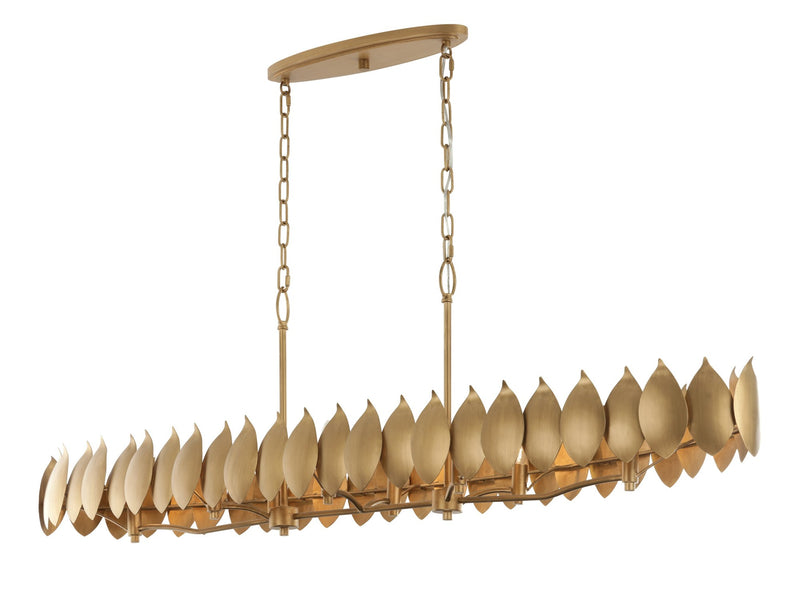 Petal Reign 8-Light 60" Linear Pendant in Brass Kisser