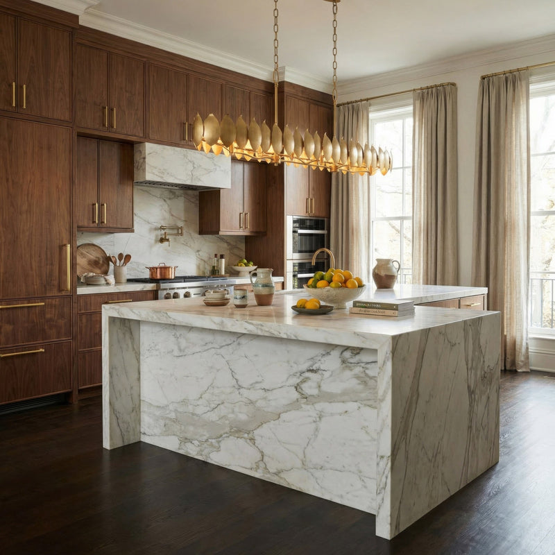 Petal Reign 8-Light 60" Linear Pendant in Brass Kisser