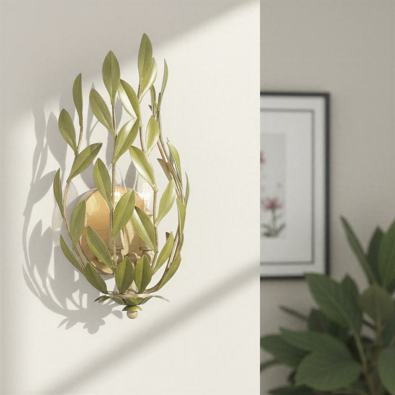 Broche 2 Light 8.25" Sconce in Champagne Green Tea in a room setting