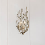 Broche 2 Light 8.25" Sconce in Antique Silver in a room setting