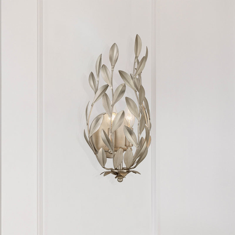 Broche 2 Light 8.25" Sconce in Antique Silver in a room setting