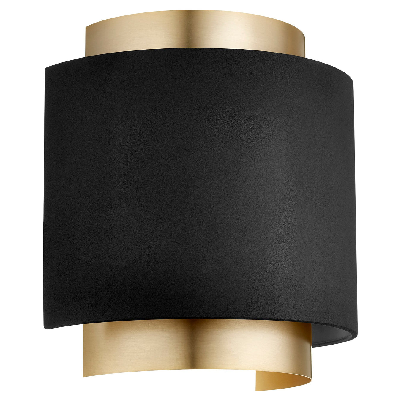 Half Drum Wall Sconce in Textured Black / Aged Brass