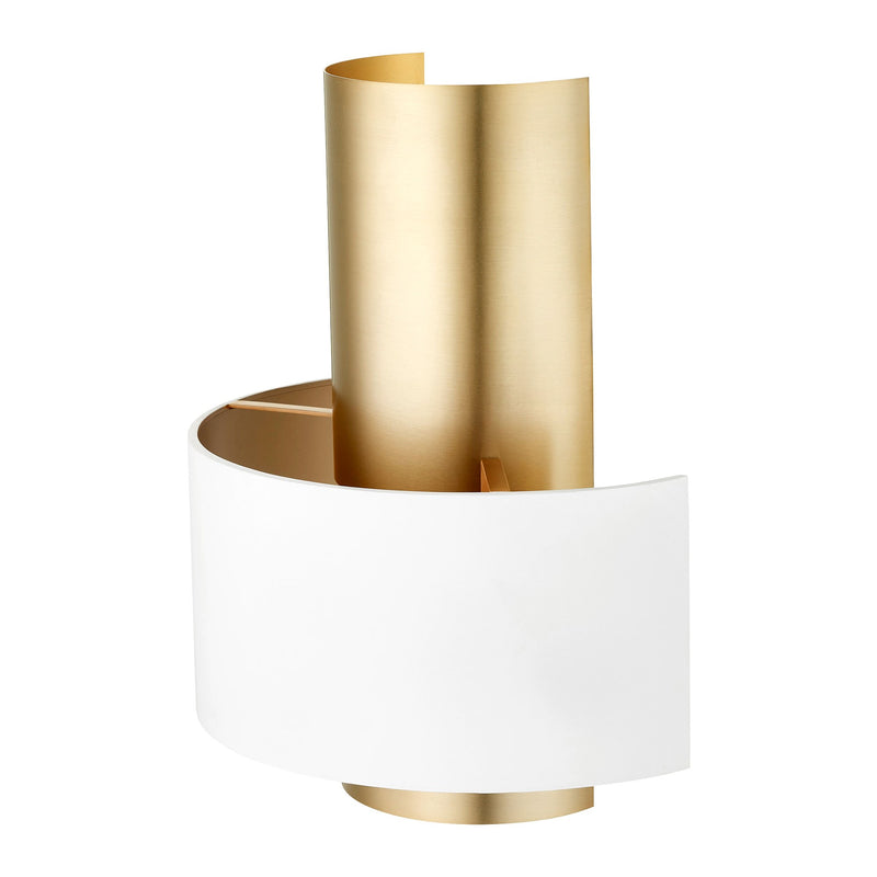 Half Cylinder Wall Sconce in Studio White / Aged Brass