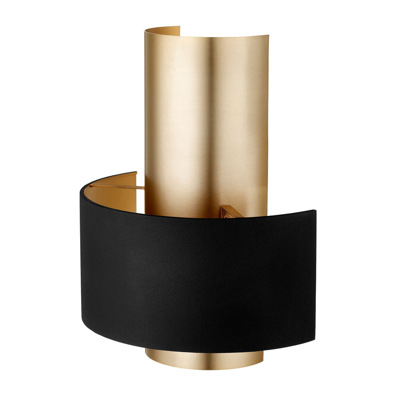 Half Cylinder Wall Sconce in Textured Black / Aged Brass